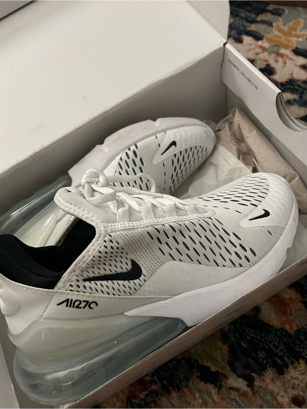 Nike Air Max 270 White and Black Women’s Athletic Sneakers